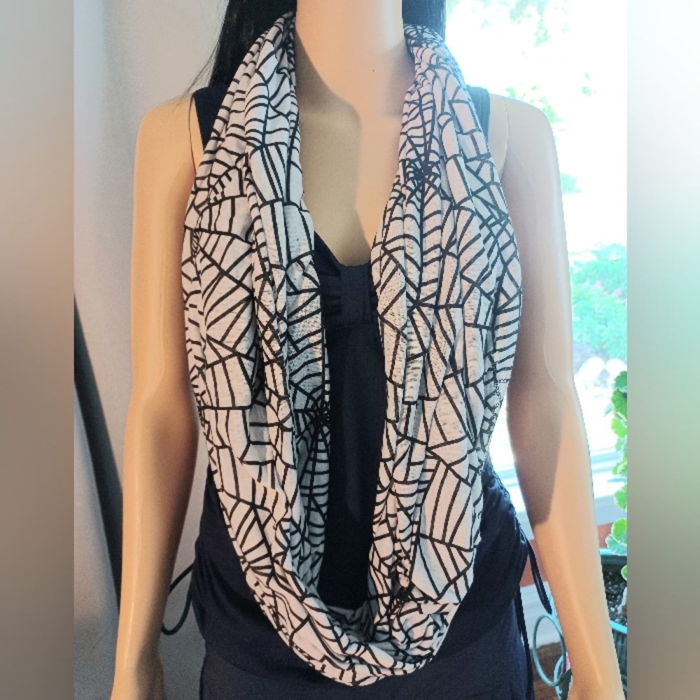 Spider Web Black & White Infinity Scarf